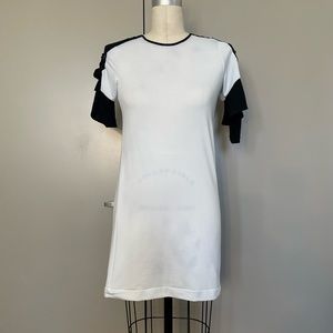 Zara Black and White Dress with Black Bow Sleeves